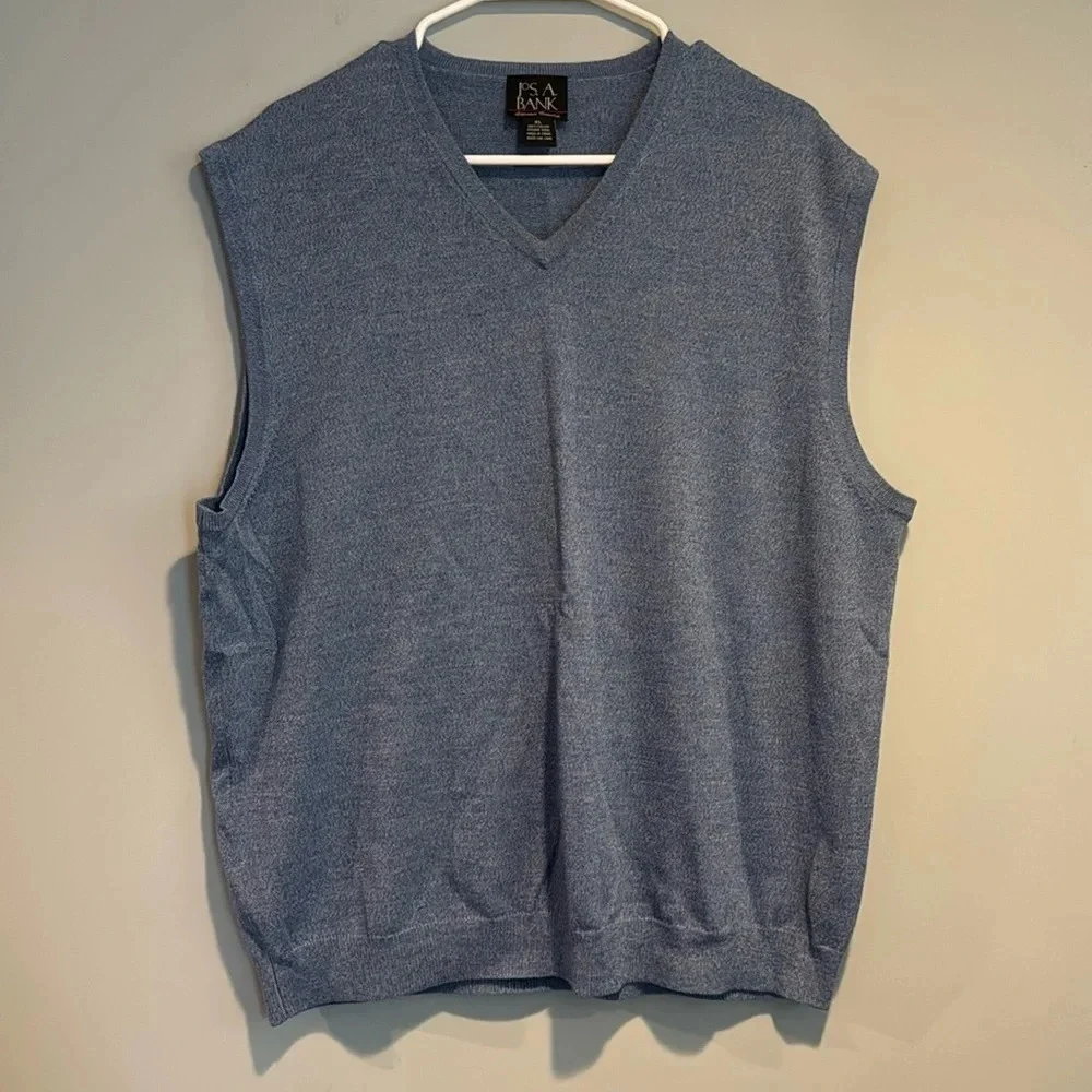 Vintage Steel Blue Sweater Vest Size XL 100% Italian Merino Wool